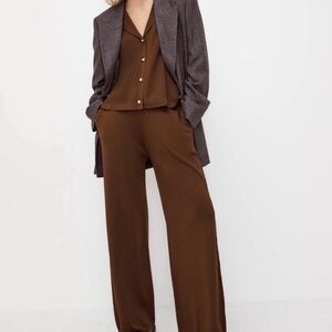 Zara Brown Wide Leg Jumpsuit